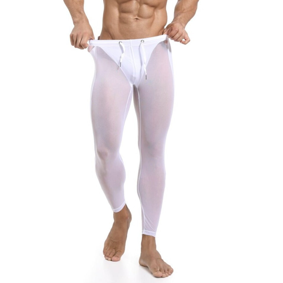 sexy gay man in white Gay Leggings | Men's Breathable Mesh Leggings - pridevoyageshop.com - gay men’s underwear and activewear