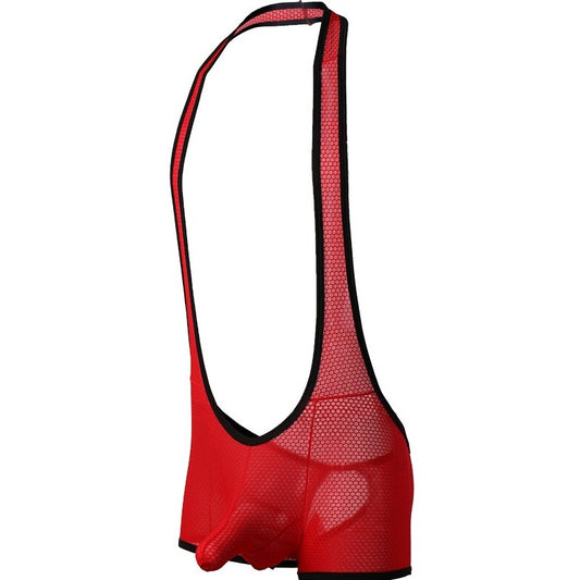 red Gay Singlet and Bodysuit | Men's Cheeky Mesh Blackless Singlets - Men's Singlets, Bodysuits, Rompers & Jumpsuits - pridevoyageshop.com