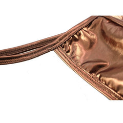 details of coffee CLEVER-MENMODE Shiny Faux Leather Thong | Gay Mens Underwear- pridevoyageshop.com - gay men’s underwear and swimwear