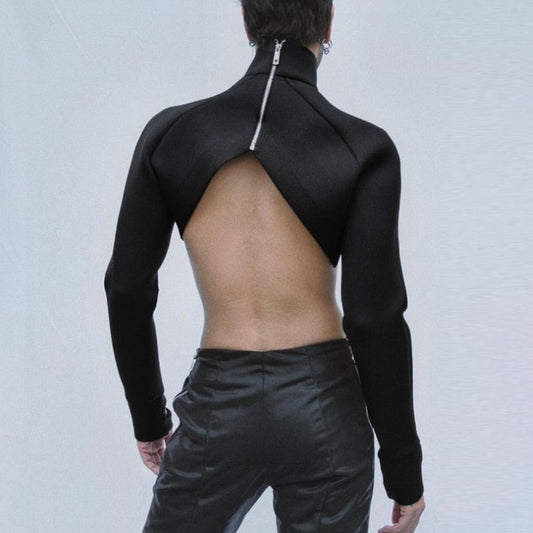 hot guys in Gay Fashion Black Turtleneck Crop Top | Gay Crop Tops - pridevoyageshop.com - gay crop tops, gay casual clothes and gay clothes store