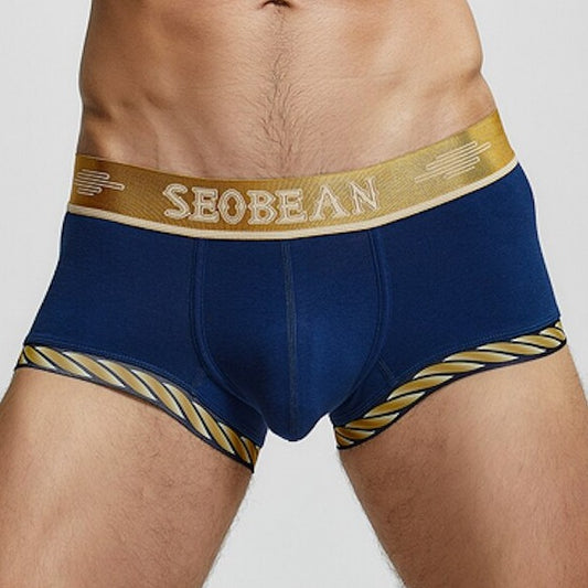 dark blue Seobean Golden Laurel Wreath Boxers | Gay Underwear- pridevoyageshop.com - gay men’s underwear and swimwear