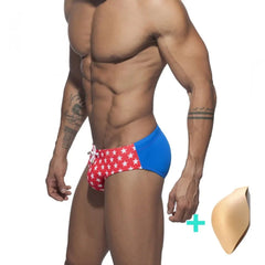 a hot gay man in red Men's Bowtie Stars Swim Briefs - pridevoyageshop.com - gay men’s underwear and swimwear