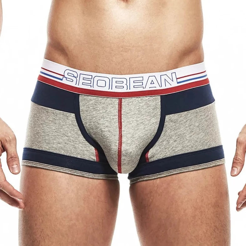 a sexy gay man in gray SEOBEAN Men's Vintage Boxer Briefs - pridevoyageshop.com - gay men’s underwear and swimwear