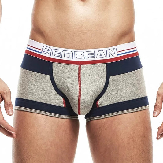 a sexy gay man in gray SEOBEAN Men's Vintage Boxer Briefs - pridevoyageshop.com - gay men’s underwear and swimwear