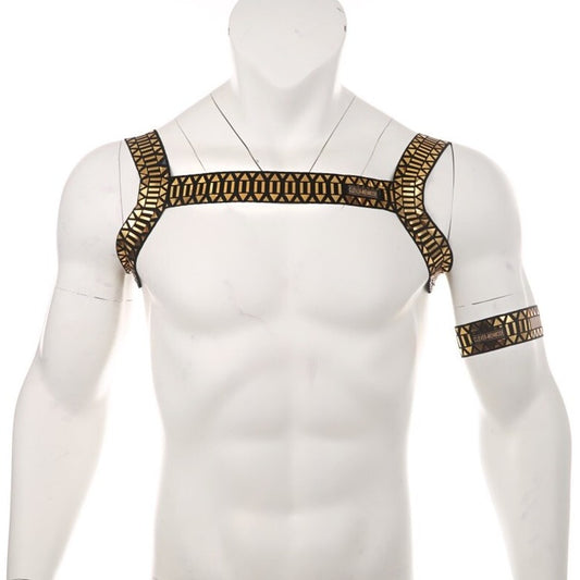 Pharaoh's Pleasure Metallic Chest Harness | Gay Harness- pridevoyageshop.com - gay men’s harness, lingerie and fetish wear
