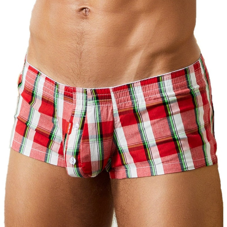 hot gay man in red Men's Sexy Tight Plaid Woven Boxer | Gay Underwear- pridevoyageshop.com - gay men’s underwear and swimwear