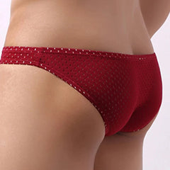 a sexy gay man in Claret Men's Hollow Mesh Briefs - pridevoyageshop.com - gay men’s underwear and swimwear