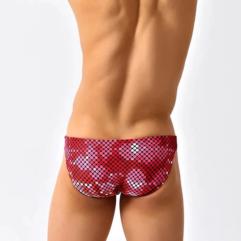 a sexy gay man in red Men's Skinny Aqua Optix Swim Briefs - pridevoyageshop.com - gay men’s underwear and swimwear