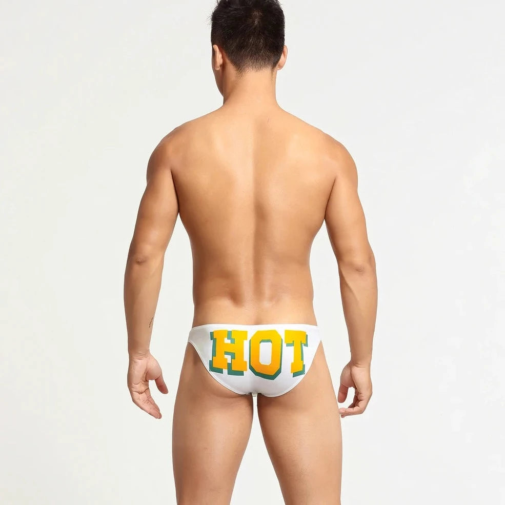a hot gay man in white Bottom's Hot Skinny Boxer Briefs - pridevoyageshop.com - gay men’s underwear and swimwear