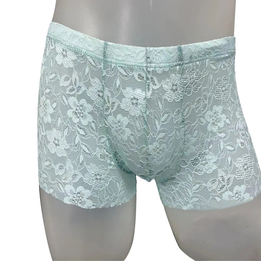 Lake blue Men’s Lace Lover Boxer - pridevoyageshop.com - gay men’s thongs, boxers, briefs and jockstraps