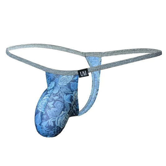 Light blue Men’s Floral Fever Thong - pridevoyageshop.com - gay men’s thongs, boxers, briefs and jockstraps