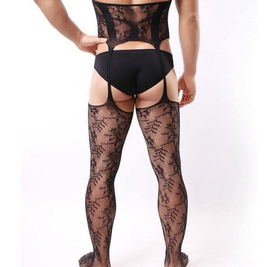 sexy gay man in Mens Erotic Lace Bodystocking | Gay Lingerie - pridevoyageshop.com - gay men’s bodystocking, lingerie, fishnet and fetish wear