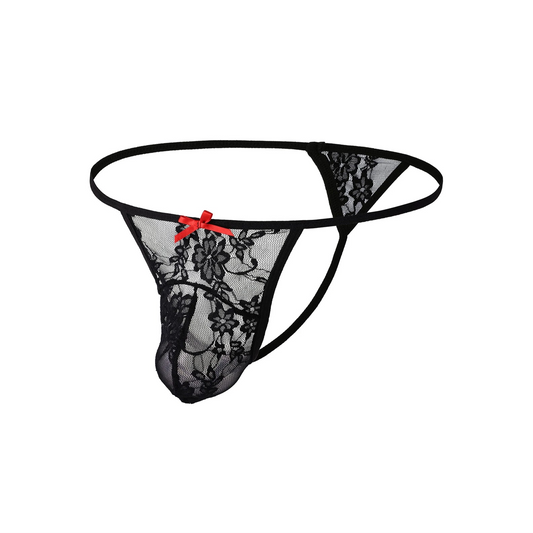 Men’s Lace Bow G-String Thong - pridevoyageshop.com - gay men’s thongs, boxers, briefs and jockstraps