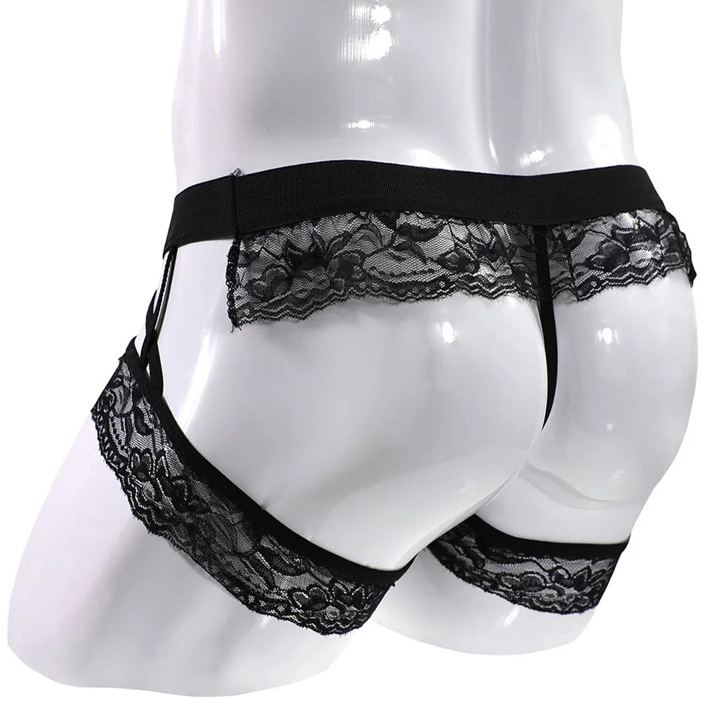 Men’s Lace Fetish Garter Thong - pridevoyageshop.com - gay men’s thongs, boxers, briefs and jockstraps
