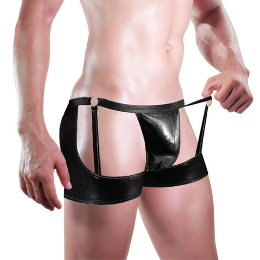 Men’s PU Leather Fetish Cage Garter Jockstrap - pridevoyageshop.com - gay men’s thongs, boxers, briefs and jockstraps