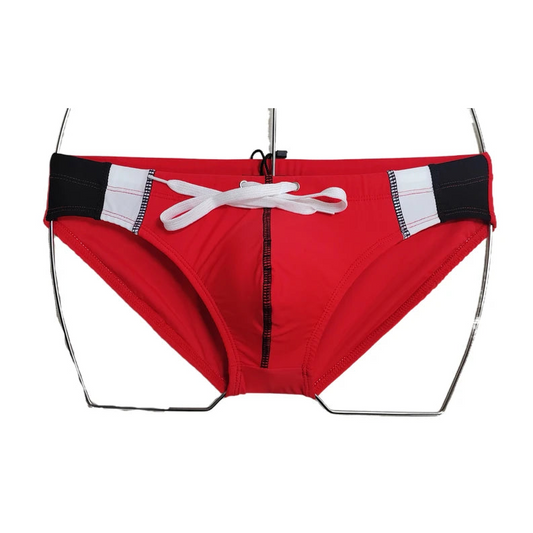 Men’s Red Rocket Pouch Swim Briefs - pridevoyageshop.com - gay men’s sexy swim briefs, trunks, board shorts, and bikinis