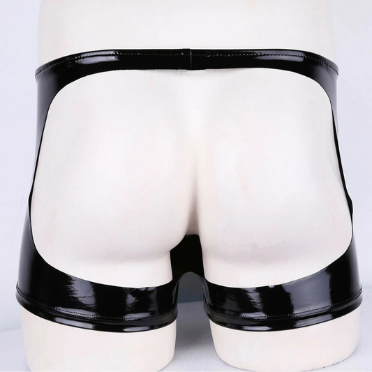 Men’s Zip-Front Glossy Backless Boxer Shorts - pridevoyageshop.com - gay men’s thongs, boxers, briefs and jockstraps