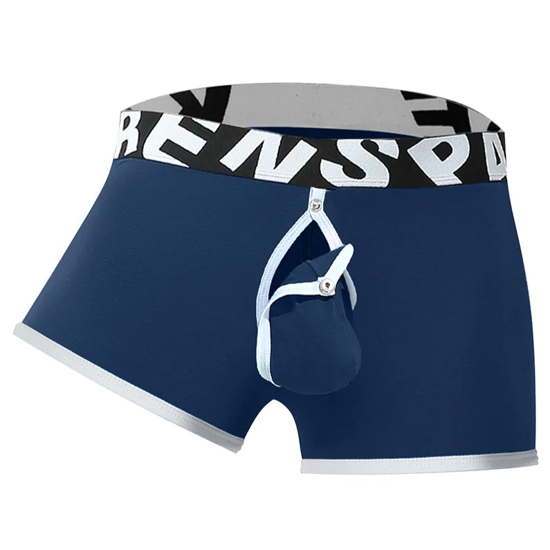 Navy Blue Bareback Boxer Briefs - Removable Pouch & Backless - pridevoyageshop.com - gay men’s thongs, boxers, briefs and jockstraps