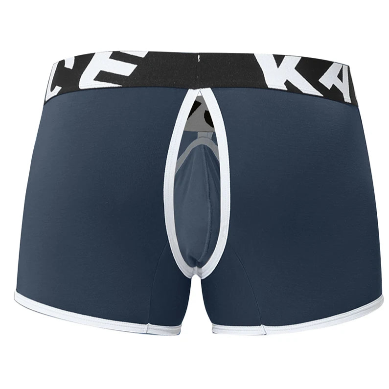 Navy Blue Bareback Boxer Briefs - Removable Pouch & Backless - pridevoyageshop.com - gay men’s thongs, boxers, briefs and jockstraps