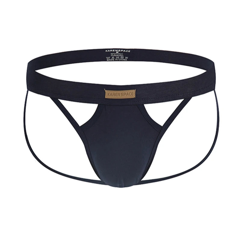 Navy blue Men’s KarenSpace Cutout Jockstrap - pridevoyageshop.com - gay men’s thongs, boxers, briefs and jockstraps