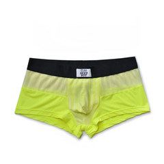 Neon Green Men’s Designer Striped Sheer Mesh Boxer Brief - pridevoyageshop.com - gay men’s thongs, boxers, briefs and jockstraps