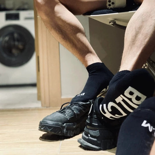 black DM Men's Bitch Ankle Socks - pridevoyageshop.com - gay men’s underwear and swimwear