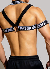 sexy gay man in black DM Men's Release Mesh Chest Harness | Gay Harness- pridevoyageshop.com - gay men’s harness, lingerie and fetish wear