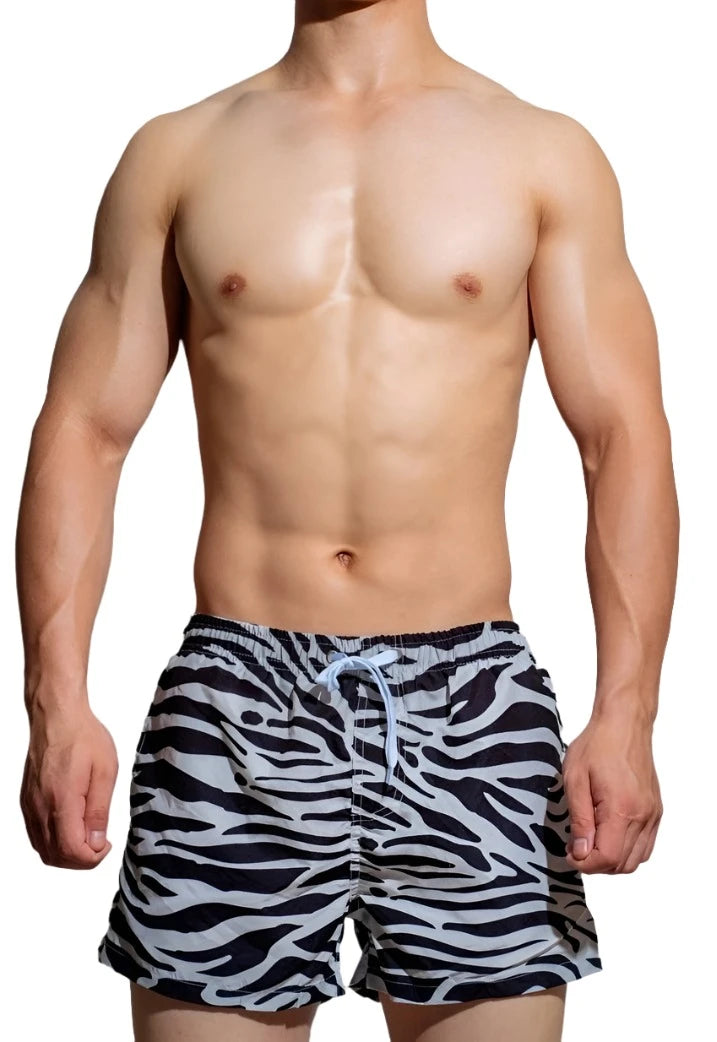 a hot gay man in Black Zebra DM Wild Summer Shorts - pridevoyageshop.com - gay men’s underwear and swimwear