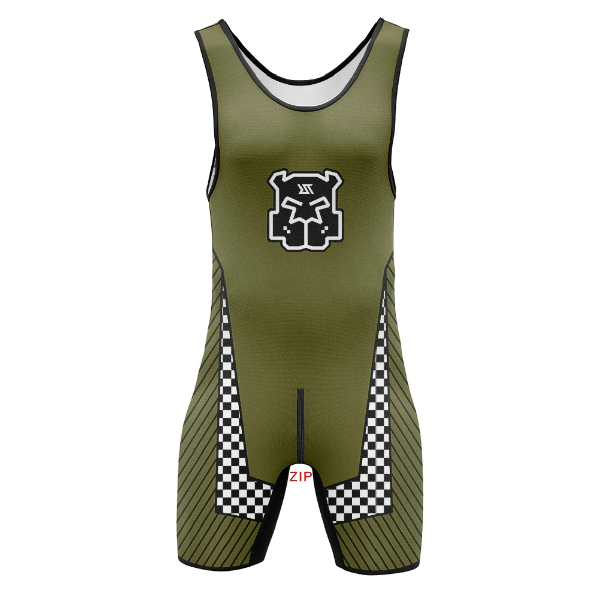 Olive Green Race Alpha Wrestling Singlet – Zipper Edition from Pridevoyageshop