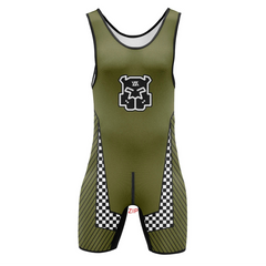 Olive Green Race Alpha Wrestling Singlet – Zipper Edition from Pridevoyageshop