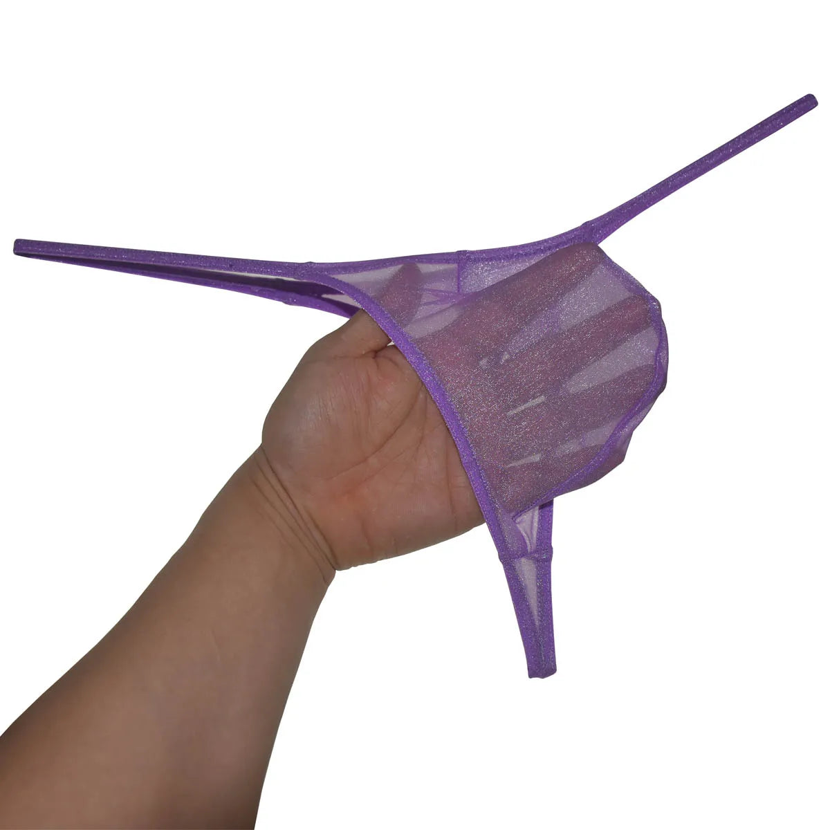 Purple Men’s Glitter Glam Sheer Thong - pridevoyageshop.com - gay men’s thongs, boxers, briefs and jockstraps