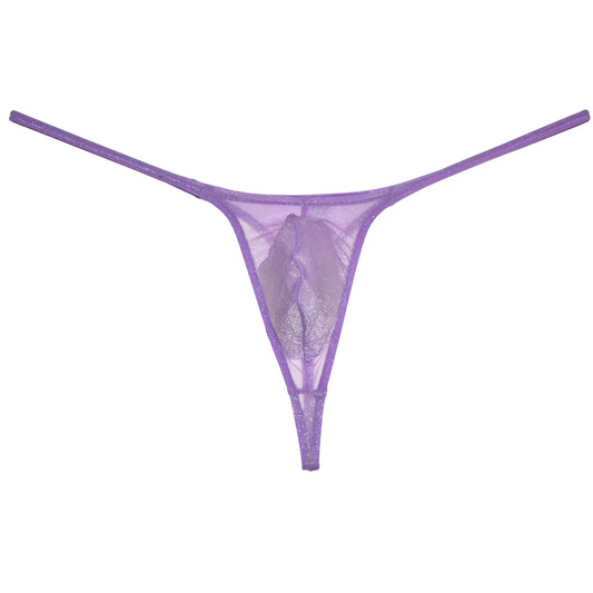 Purple Men’s Glitter Glam Sheer Thong - pridevoyageshop.com - gay men’s thongs, boxers, briefs and jockstraps