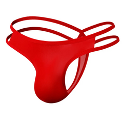 Red Men’s Double-Strap Tease Thong - pridevoyageshop.com - gay men’s thongs, boxers, briefs and jockstraps