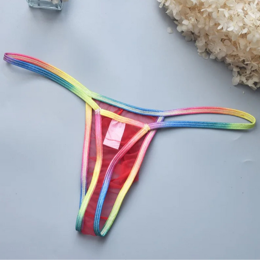 Red Men’s Rainbow Rapture See Through G String Thong - pridevoyageshop.com - gay men’s thongs, boxers, briefs and jockstraps