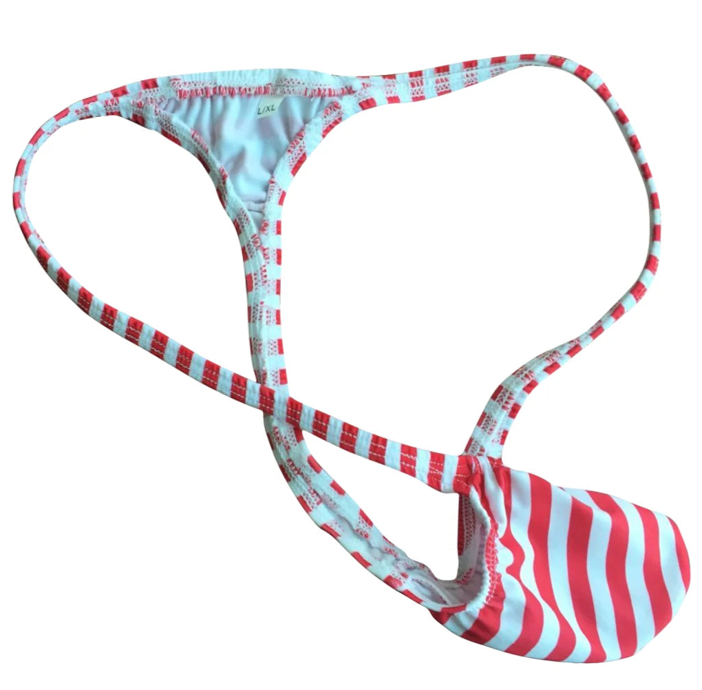 Red and white striped Men’s Star-Spangled Tease Patriotic Thong - pridevoyageshop.com - gay men’s thongs, boxers, briefs and jockstraps