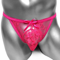 Rose Men’s Bow Lace Panties - pridevoyageshop.com - gay men’s thongs, boxers, briefs and jockstraps