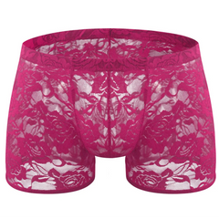 Rose red Men’s Floral Fetish Lace Boxers - pridevoyageshop.com - gay men’s thongs, boxers, briefs and jockstraps