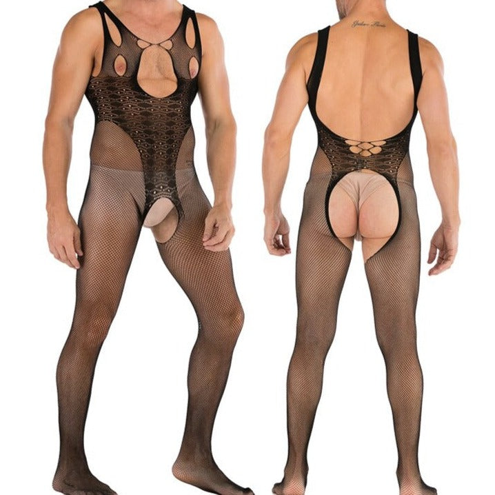 Men's Crotchless Fishnet Bodystocking | Gay Lingerie Men's Crotchless Fishnet Bodystocking | Gay Lingerie