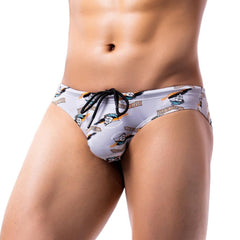 Gray BRAVE PERSON Men's Bikini Underwear: Swim Briefs with Pouch - pridevoyageshop.com - gay men’s underwear and swimwear