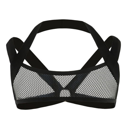 Black Elastic Mesh Harness: Premium Men's Clubwear and Lingerie- pridevoyageshop.com - gay men’s harness, lingerie and fetish wear