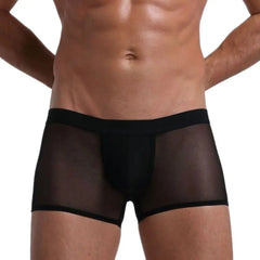 black Men's Transparent Mesh Boxer Shorts - pridevoyageshop.com - gay men’s underwear and swimwear