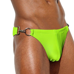 sexy gay man in Fluorescent GreenGay Swimwear | Gay Men's Double Clipper Swim Briefs- pridevoyageshop.com - gay men’s underwear and swimwear