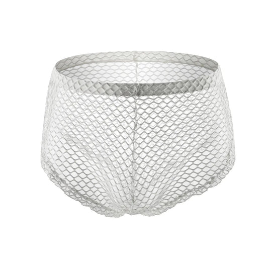white Sexy Gay Men's Clipper Fishnet Briefs - pridevoyageshop.com - gay men’s underwear and swimwear