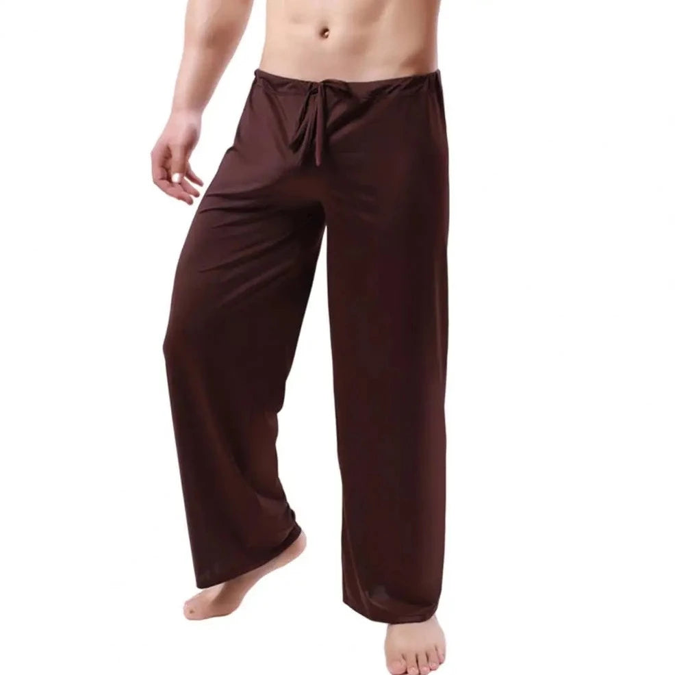 brown Men's Drawstring Silky Bell Bottom Sweats & Yoga Pants - pridevoyageshop.com - gay men’s underwear and swimwear