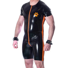 a hot gay man in Black and OrangeLatex Puppy Singlet - Men's Singlets, Bodysuits, Leotard & Unitard - pridevoyageshop.com