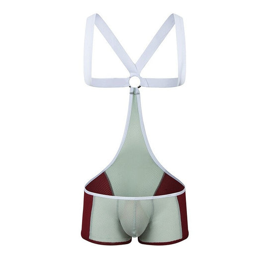 gray Gay Singlet and Bodysuit | Men's Mesh Backpack Singlets - Men's Singlets, Bodysuits, Rompers & Jumpsuits - pridevoyageshop.com