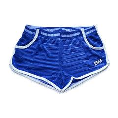 blue Gay Shorts | DM Striped Mesh Gym Shorts - Men's Activewear, gym short, sport shorts, running shorts- pridevoyageshop.com