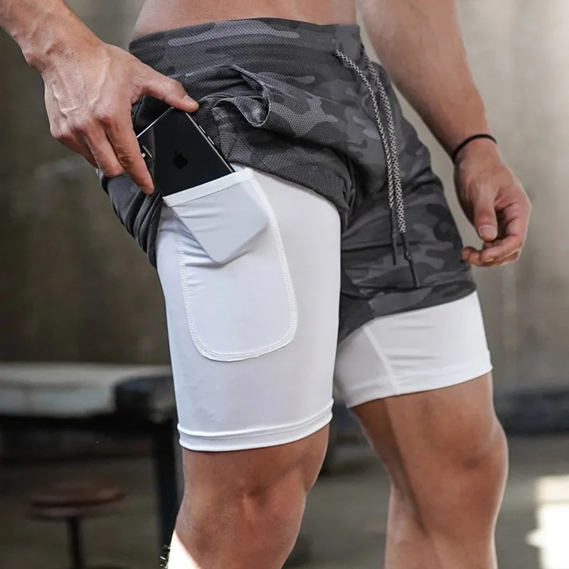Mens Double Layered Hidden Pocket Workout Shorts - PrideVoyage