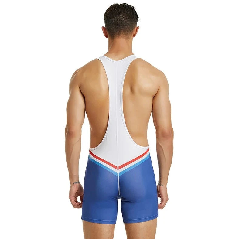 a sexy gay man in Athletic White Racerback Classic Athletic Singlet - Men's Singlets, Bodysuits, Leotard & Unitard - pridevoyageshop.com