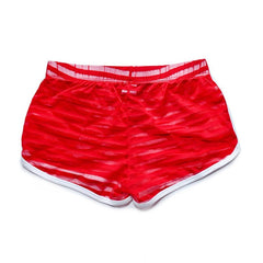 red Gay Shorts | DM Striped Mesh Gym Shorts - Men's Activewear, gym short, sport shorts, running shorts- pridevoyageshop.com